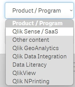 Qlik Continuous Classroom product list: Qlik Sense/SaaS, Qlik GeoAnalytics, Qlik Data Integration, Data Literacy, QlikView, Qlik NPrinting